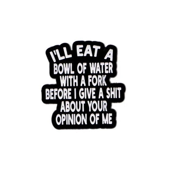 Jewelry - Black and White Graphic Sarcastic Pin Brooch NEW